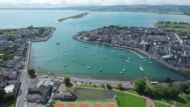 Aerial landscape view Dungarvan Waterford Ireland seaside town and tourist destination