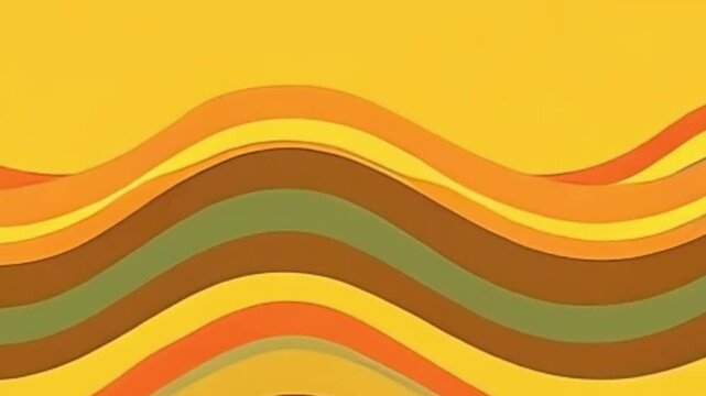 zigzag wave background, retro 70s pattern, vintage wallpaper loop, mustard yellow animation, burnt orange background, olive green motion, seamless retro animation, flat design video loop, graphic 