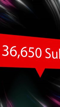 136,650 Subscribers text animation over colorful abstract background
