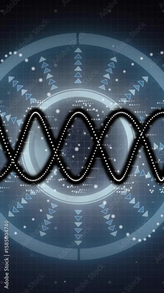 Poster animating digital waveform and data visualization over futuristic interface design