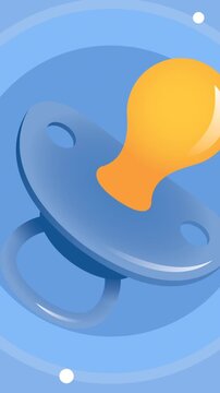 Animation of pacifier over blue background with white dots