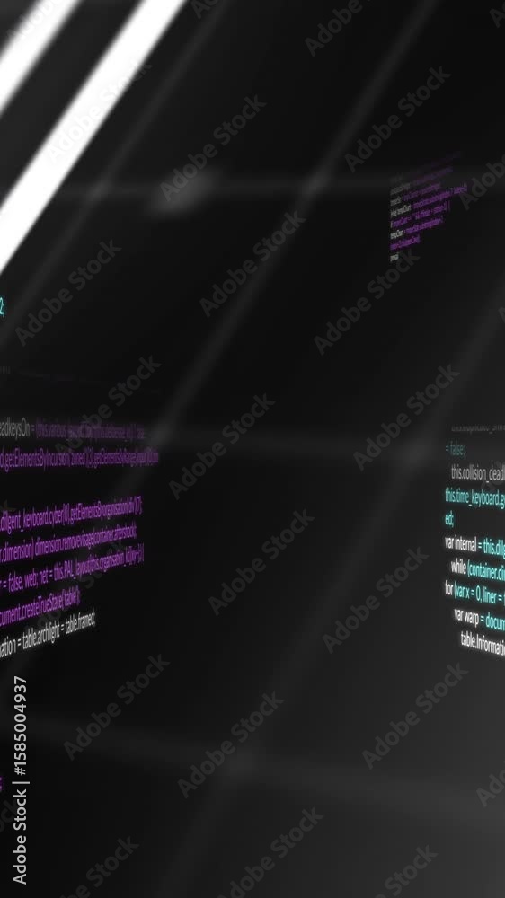 Poster creating dynamic technology-themed animation with digital code and abstract lines