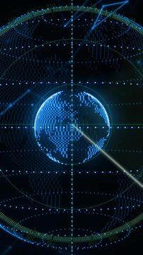 Animation of digital globe with network connections forming spherical grid