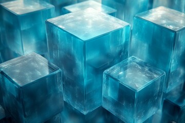 Transparent Ice Like Cubes In Blue