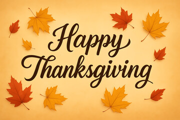 Happy thanksgiving autumn leaves greeting card celebration seasonal