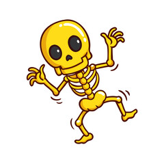 Obraz premium Yellow halloween skeleton ghost cartoon character Dancing 