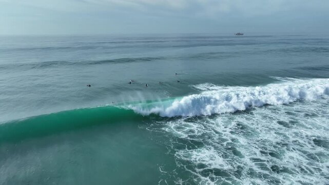 Surfer rides barrel wave in Honolulu, Hawaii