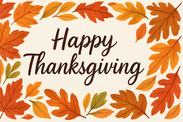 Obraz premium Happy thanksgiving autumn leaves background greeting card template