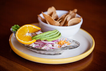 Fresh Ceviche with a Side of Tortilla Chips