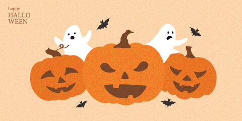 Happy Halloween banner or party invitation background with  pumpkins  Vector illustration. 