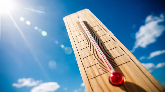 Heat stroke. High temperature summer heat sunlight blue sky thermometer hot weather climate,sunstroke,exhaustion,hot weather,heat summer,sun exposure,dehydration in high temperature overheating
