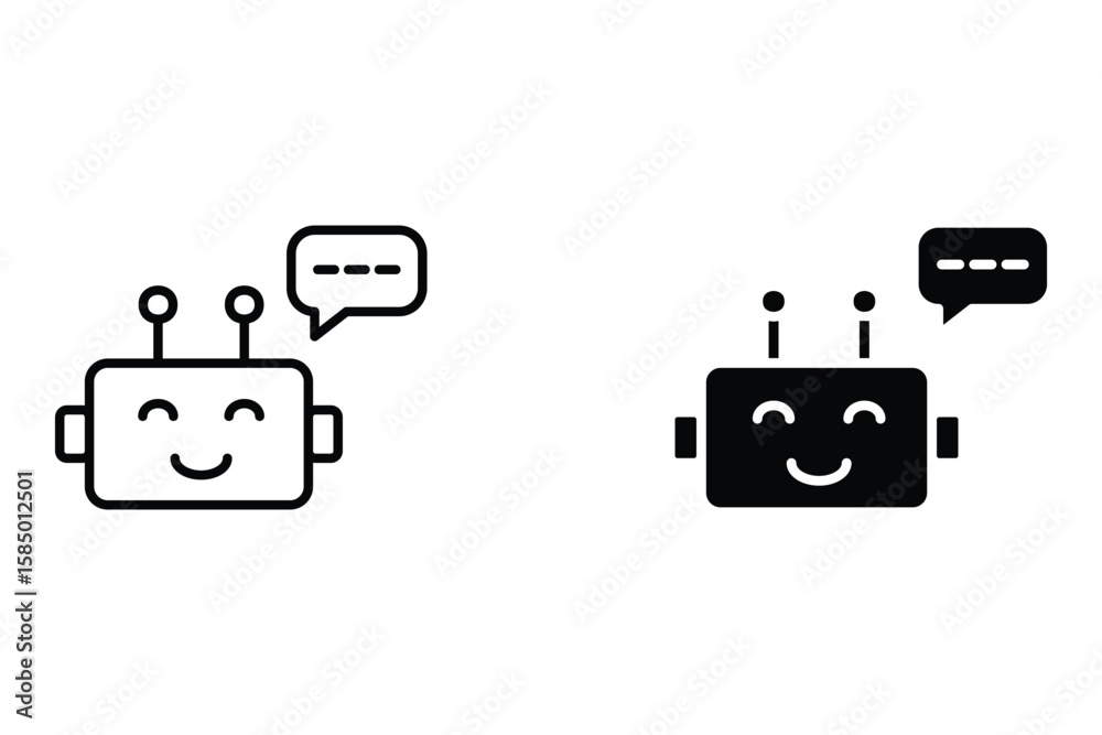 Wall mural chatbot icon set. support bot. robot with headset. the symbol of an instant response from the suppor