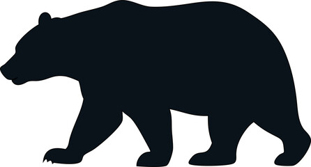 Black silhouette of a walking bear, perfect for wildlife and nature themes.