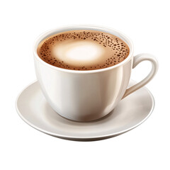 Creamy Latte in White Cup and Saucer:  Warm, inviting, and delicious coffee beverage.