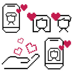 Love pixel icons for decoration, stickers, games.