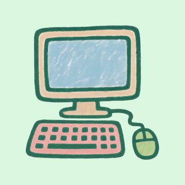 Retro computer illustration with pastel colors animation isolated asset, transparent 4K video, alpha channel, ProRes 4444