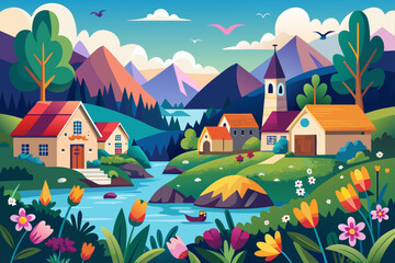 Fototapeta premium landscape with house