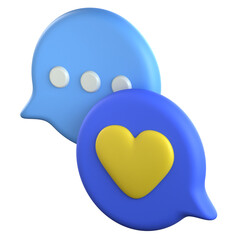 Love Bubble Message 3D Icon Colorful Style