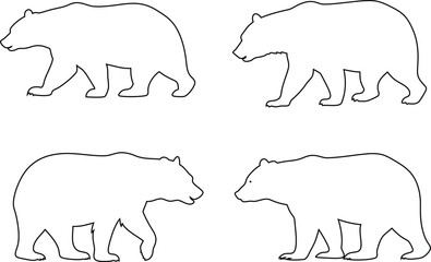 Walking Bears Outlines Vector Icon Set embodies power, nature, and freedom.