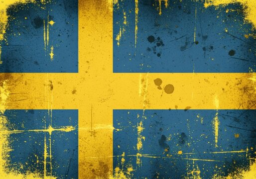 Swedish Grunge texture flag backdrop - patriotic pride, national history & respect concept