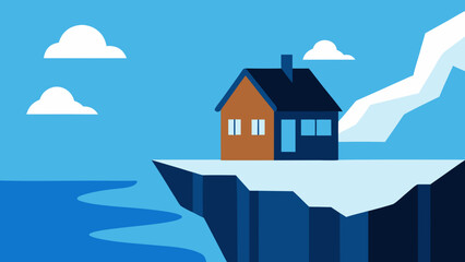 An illustrated concept of residential architecture, from a cottage under the night sky to a property by the sea