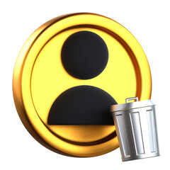 User Removal Action 3D Icon Black and Gold Style