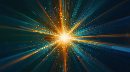 Obraz premium Bright blue light burst in abstract space, a glowing starburst design with shining laser beams and cosmic energy