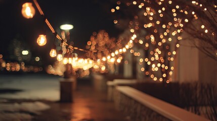 Abstract Christmas bokeh with vintage golden lights and festive glow