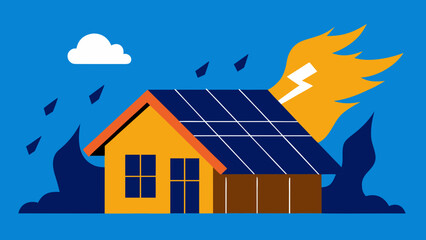 Modern residential house or building with rooftop solar panels generates green energy from the sun