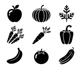 Pumpkin parsley carrots bell pepper banana tomato cucumber