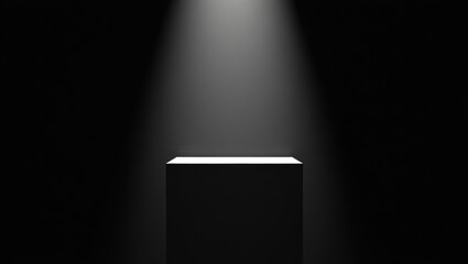 Illuminated pedestal in dark spotlight
