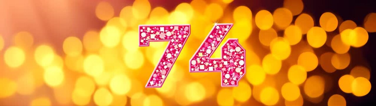 Number 74 on blurred background
