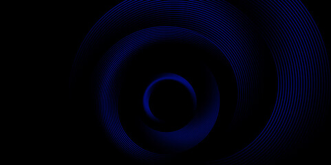 abstract black background with blue geometric circle shapes. abstract geometric background Vector, illustration. modern blue circle background minimal corporate business presentation, banner design.