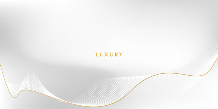 Abstract luxury white gold line wave with minimalist white grey gradient color background, Suitable for posters, banners, awards, advertisements, brochures, flyers, websites.
