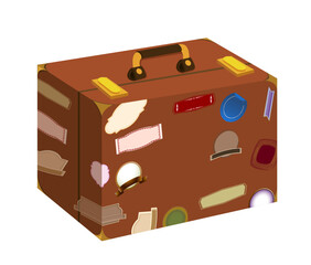 Vintage Suitcase: A classic, worn brown suitcase adorned with travel stickers, symbolizing wanderlust and a journey of exploration.