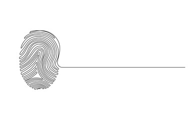 Fingerprint One Line Art, Fingerprint in continuous line art, minimalistic concept of security, Single-line fingerprint icon for security and identification concepts
