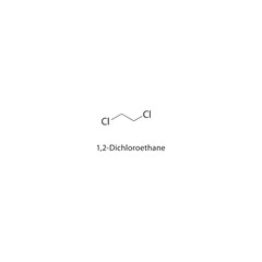 1,2-Dichloroethane skeletal structure. halogen ethane compound schematic illustration. Simple diagram, chemical formula.