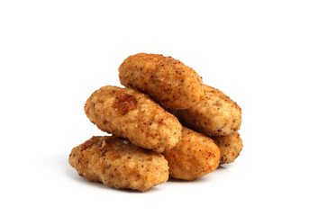 Tasty fried golden croquettes isolated on white