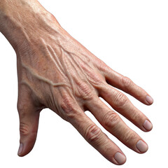 Fototapeta premium Detailed Human Hand with Visible Veins in High Resolution, Isolated on White Background