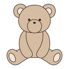 かわいいくまのぬいぐるみのベクターイラスト。熊、アイコン、座る、テディベア