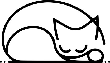 Sleeping cat illustration, outline drawing. Vector, EPS 10 version.