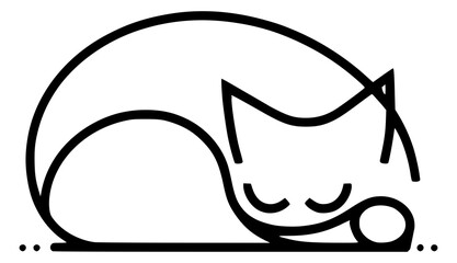 Sleeping cat illustration, outline drawing. Vector, JPEG version.