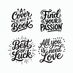 Handwritten Inspirational Quote Lettering Set Vector Illustration