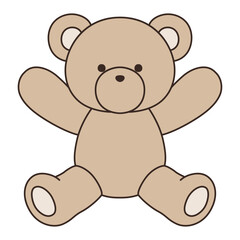 かわいいくまのぬいぐるみのベクターイラスト。熊、アイコン、座る、テディベア