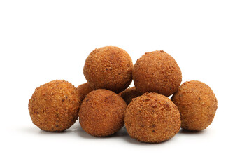 Delicious fried croquette balls isolated on white