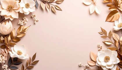 Elegant flower frame decoration soft neutral background floral design minimalist style aesthetic viewpoint visual art concept for home decor