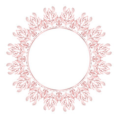 Round damask ornament, Decorative rose gold frame, Elegant vector element for design in Eastern style, beauty place for text, Floral golden border, Lace illustration for invitations and greeting cards