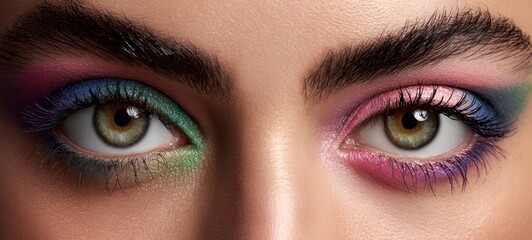 The captivating beauty of colorful eye makeup showcasing vibrant artistry.
