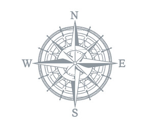 Elegant Compass Rose Illustration with North South East and West Markings