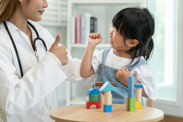 Pediatricians are checking the children development according to the appropriate age, doctors...